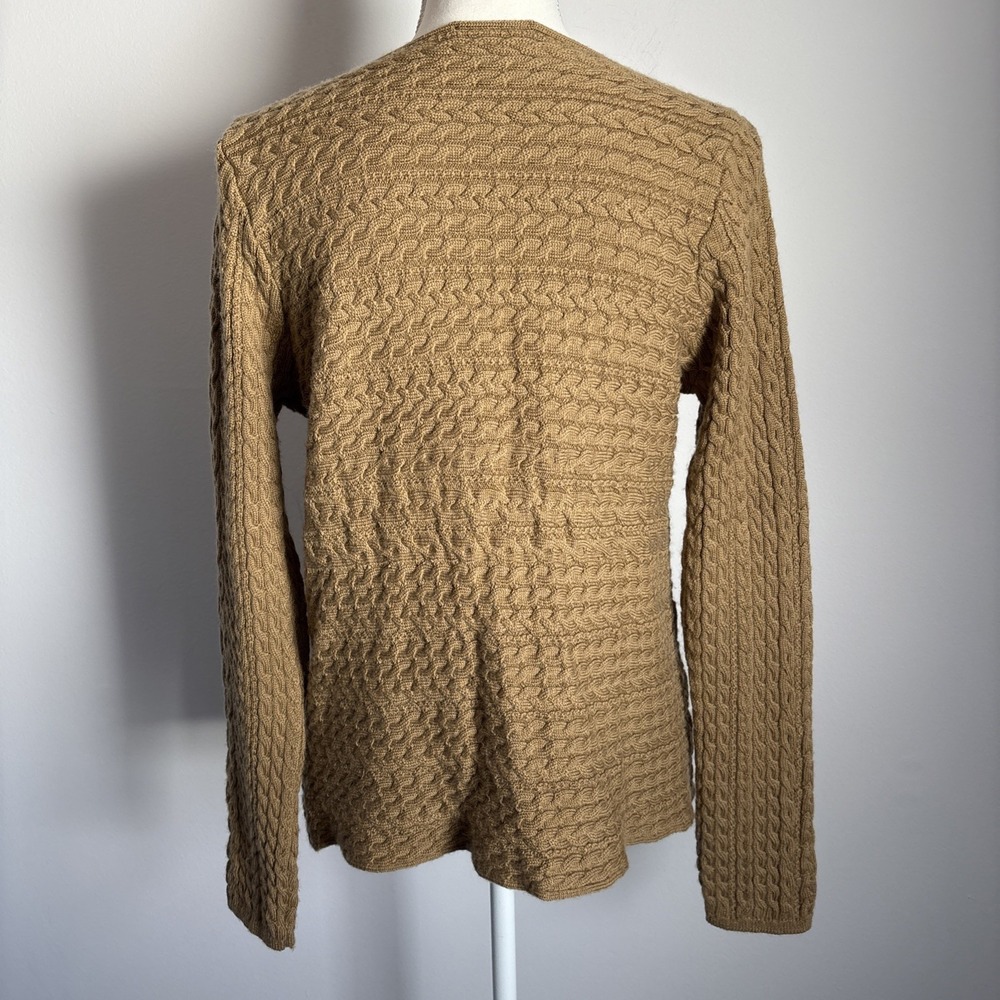 Philosophy Republic Mercerized Wool Cardigan Cable Knit Sweater Leather‎ Buttons - Picture 5 of 8